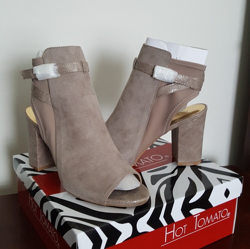 Suede Open-toe Booties